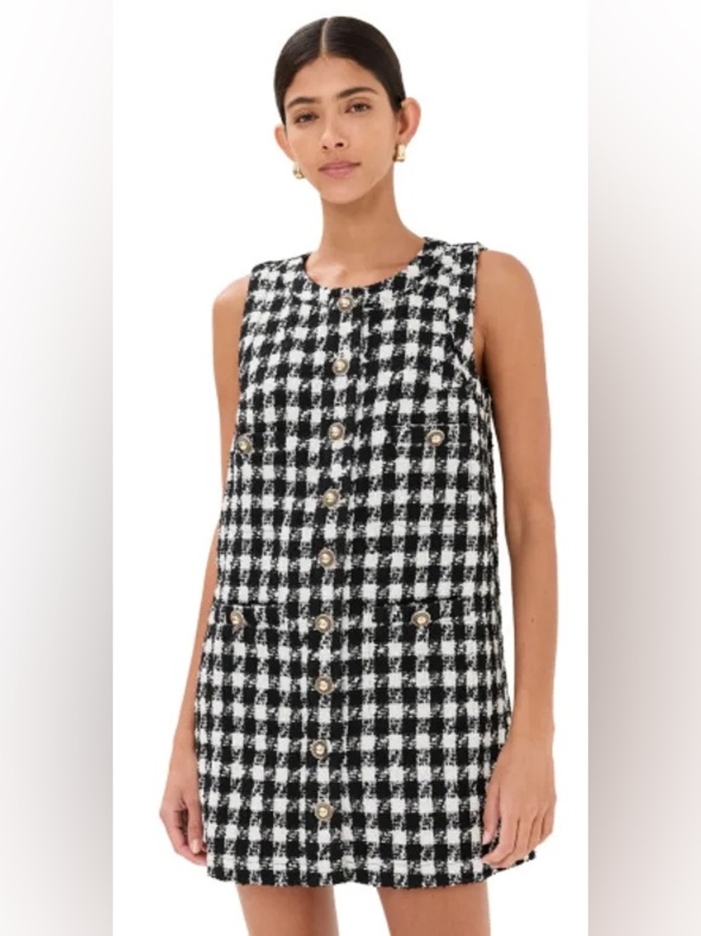 Houndstooth Tweed Dress - Reformation Tropez Tweed Shift Dress